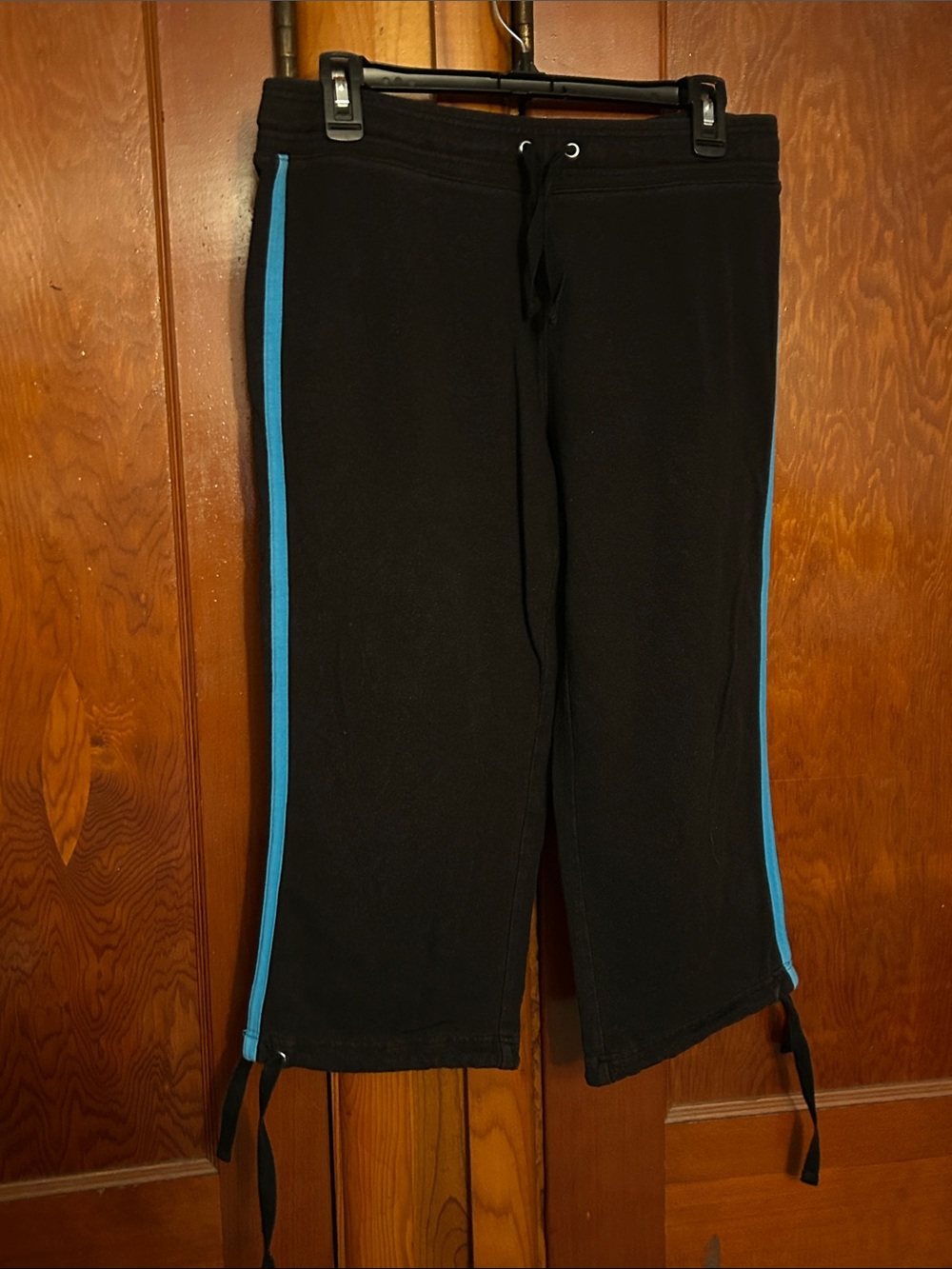 Style & Co. Black Sweatpants with Turquoise Side Stripes
